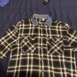 Flannel button up with Jean collar